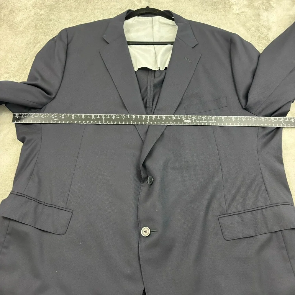 Samuelsohn Blazer Mens 54R Black 100% Wool Guabello Two Button Notch Lapel Italy